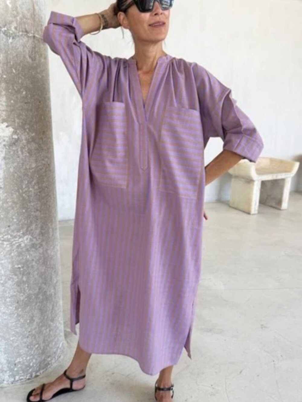NWT Two New York 2-Pocket Striped Caftan
